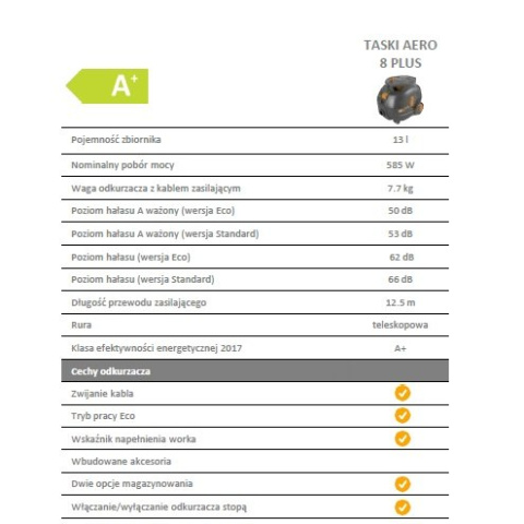 TASKI AERO 8 Plus cichy odkurzacz TASKI AERO 8 Plus cichy odkurzacz